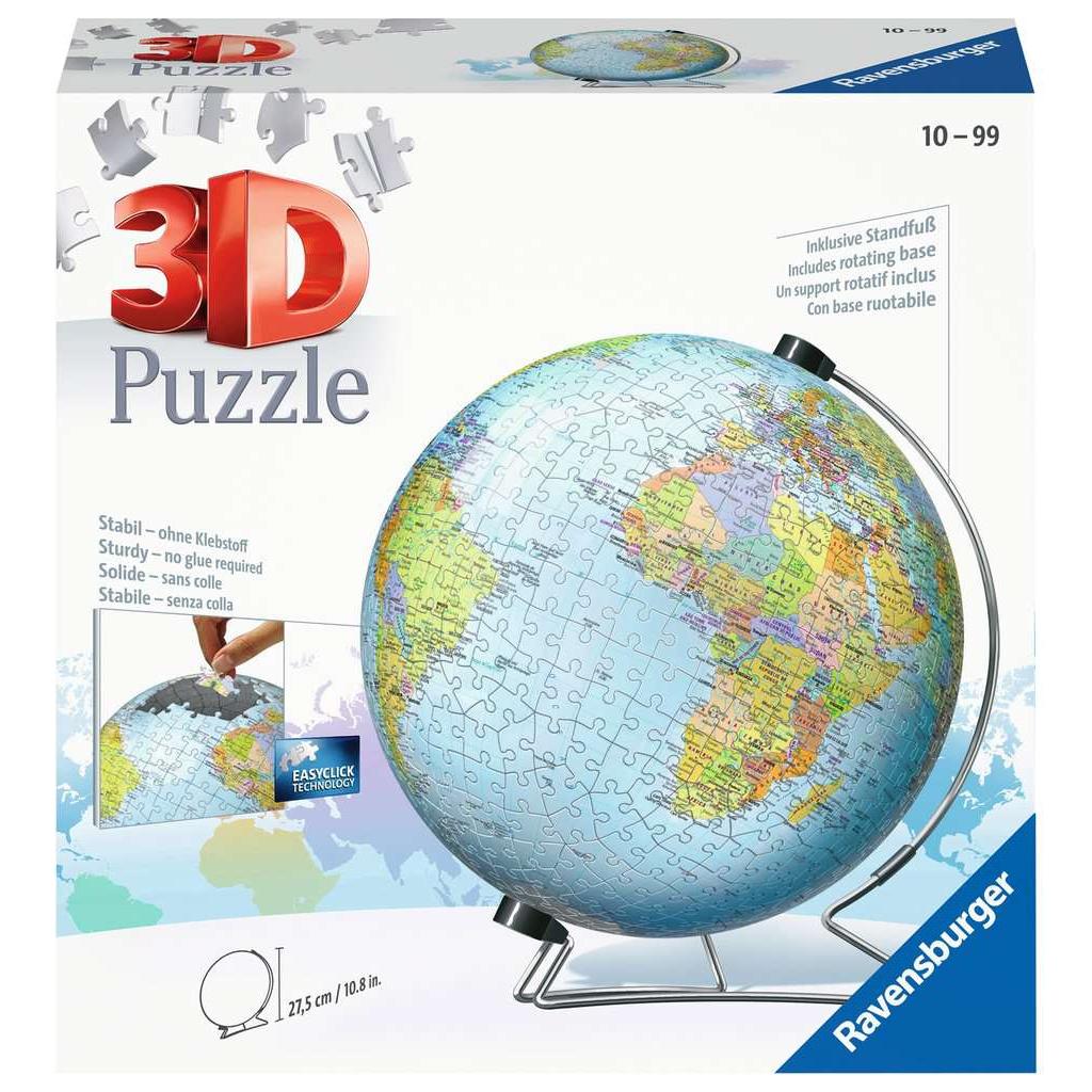 World Globe with Stand 550 Piece 3D Jigsaw Puzzle Ravensburger - The Bargains BasementWorld Globe with Stand 550 Piece 3D Jigsaw Puzzle Ravensburger
