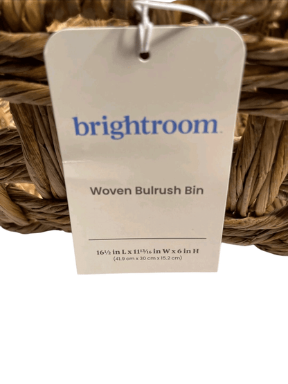 Woven Bulrush Bin ( 16 1/2“ X 11 “) Durable Metal Frame - Brightroom - The Bargains BasementWoven Bulrush Bin ( 16 1/2“ X 11 “) Durable Metal Frame - Brightroom