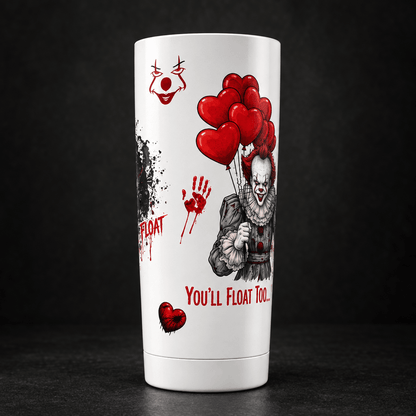 You’ll Float Too 20oz Tumbler – Handmade Horror Icons & Red Hearts - The Bargains BasementYou’ll Float Too 20oz Tumbler – Handmade Horror Icons & Red Hearts