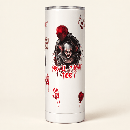 You’ll Float Too 20oz Tumbler – Handmade Horror Icons & Red Hearts - The Bargains BasementYou’ll Float Too 20oz Tumbler – Handmade Horror Icons & Red Hearts