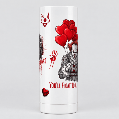 You’ll Float Too 20oz Tumbler – Handmade Horror Icons & Red Hearts - The Bargains BasementYou’ll Float Too 20oz Tumbler – Handmade Horror Icons & Red Hearts